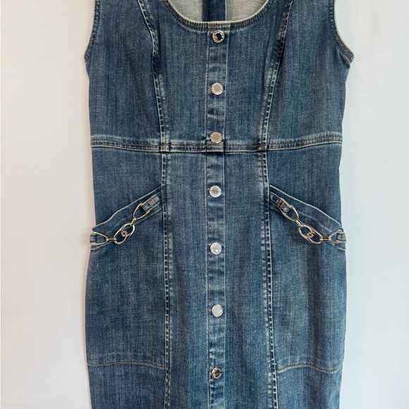 White House Black Market Blue Denim Button-Front Jean Dress - Picture 6 of 8